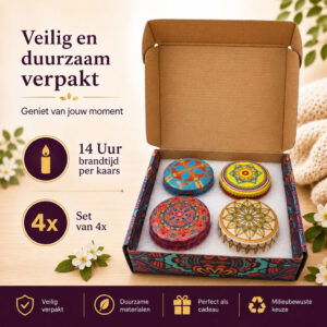 Arosola Nature’s Harmony Geurkaarsen Set – 4 Stuks – 4 Natuurlijke Geuren – 50 Branduren – Luxe Cadeaudoos - Afbeelding 3