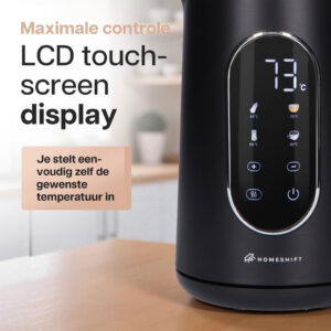 HomeShift Waterkoker 1,7 Liter 2200W Zwart – Dubbelwandig met Temperatuurregeling en Warmhoudfunctie - Afbeelding 2