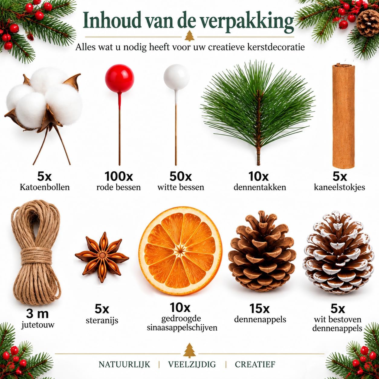 206 Item Kerst Guirlande Decoratie, Voor Tafel Raam Tafelkleed Cadeautjes
