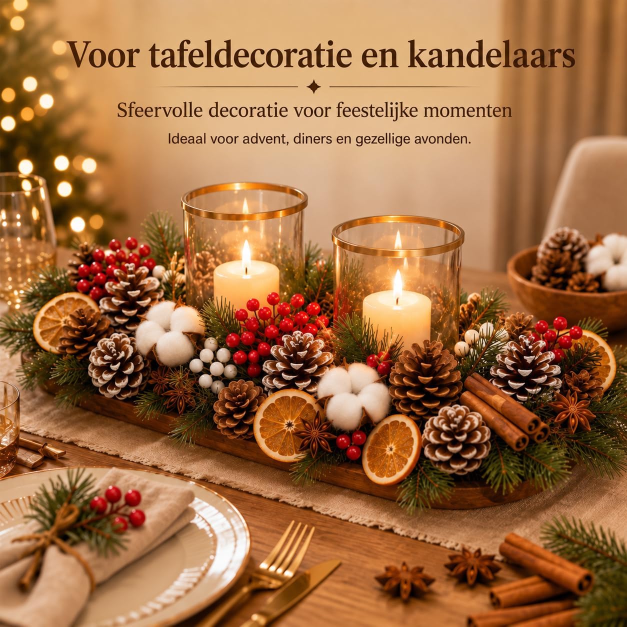206 Item Kerst Guirlande Decoratie, Voor Tafel Raam Tafelkleed Cadeautjes - Afbeelding 5