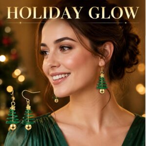 Silkenaire Kerstoorbellen Dames – Groene Kerstoorbellen voor Feestelijke Outfits en Kerstfeestjes - Afbeelding 2