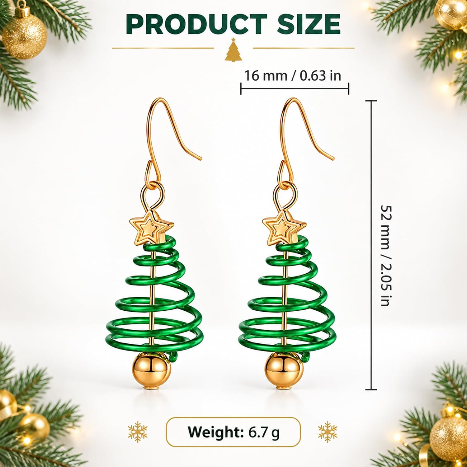 Silkenaire Kerstoorbellen Dames – Groene Kerstoorbellen voor Feestelijke Outfits en Kerstfeestjes - Afbeelding 3