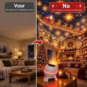 Magische Kerst Projector & Nachtlamp – USB & Batterij – Dynamische Projectie – Binnenshuis - Afbeelding 2