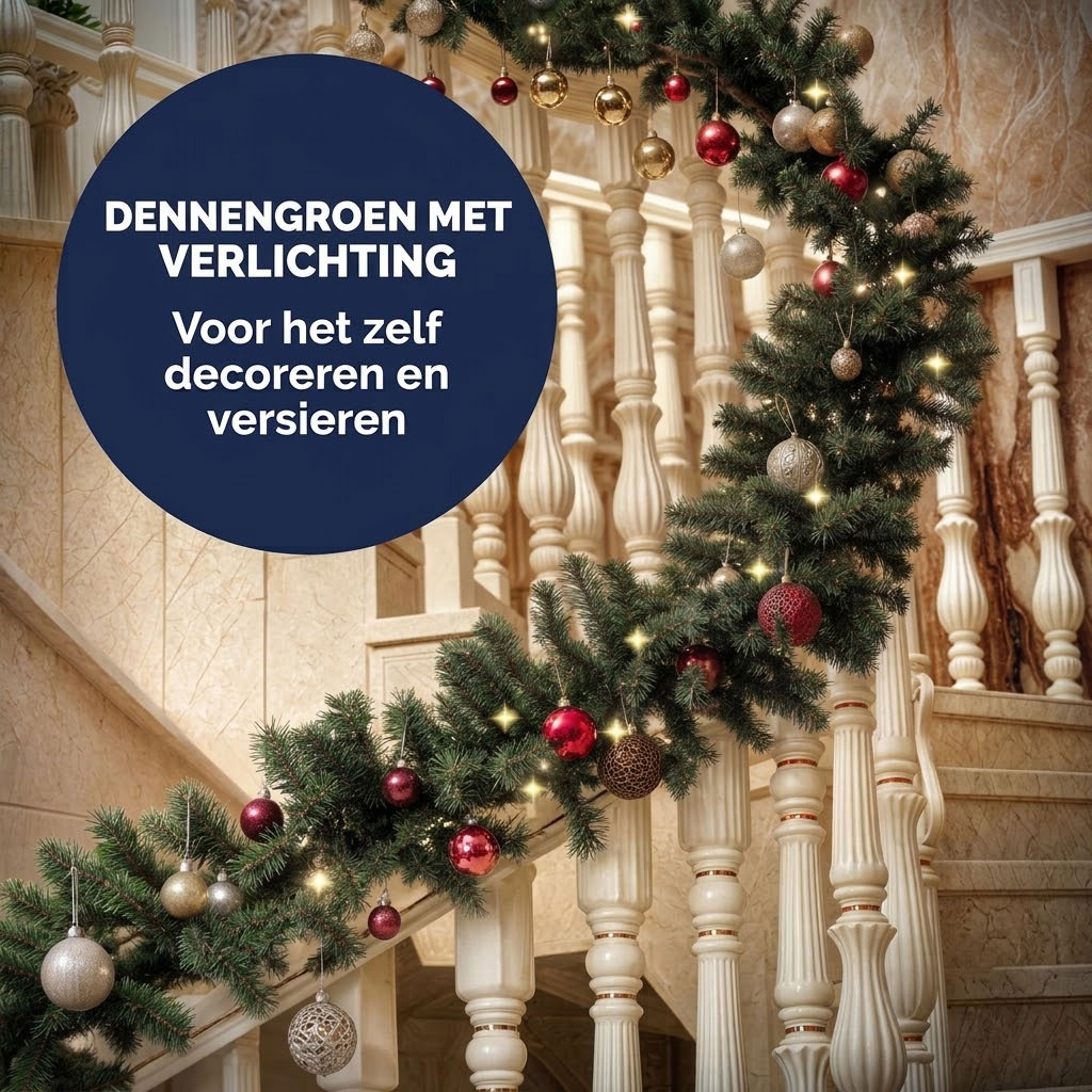 Kerstguirlande met Verlichting 5 Meter – 100 Warmwitte LED's, IP44 voor Binnen en Buiten - Afbeelding 3