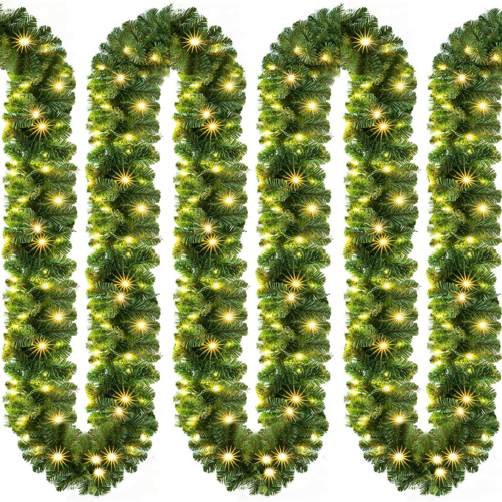 Kerstguirlande met Verlichting 5 Meter – 100 Warmwitte LED's, IP44 voor Binnen en Buiten - Afbeelding 4