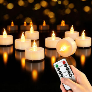 LED-theelichtjes met Timer en Afstandsbediening – 12 Stuks