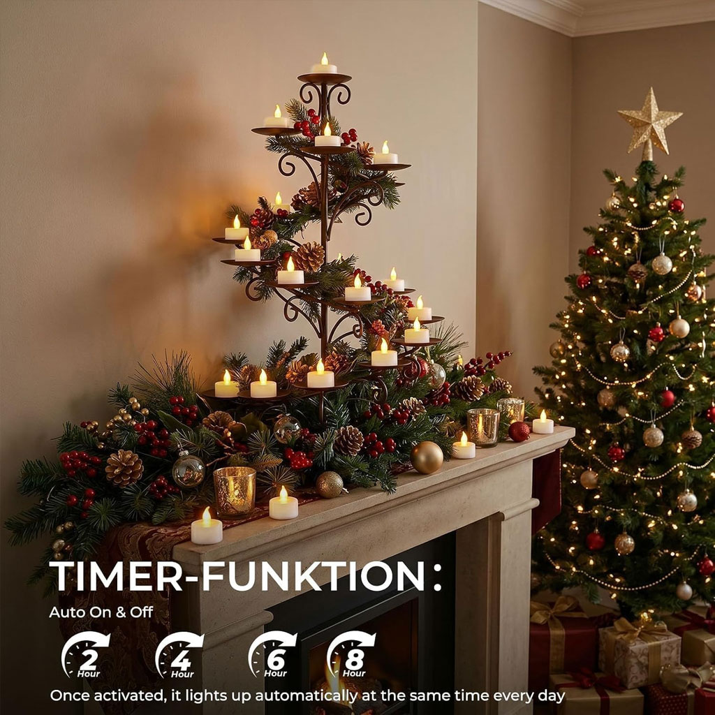 LED-theelichtjes met Timer en Afstandsbediening – 12 Stuks - Afbeelding 4