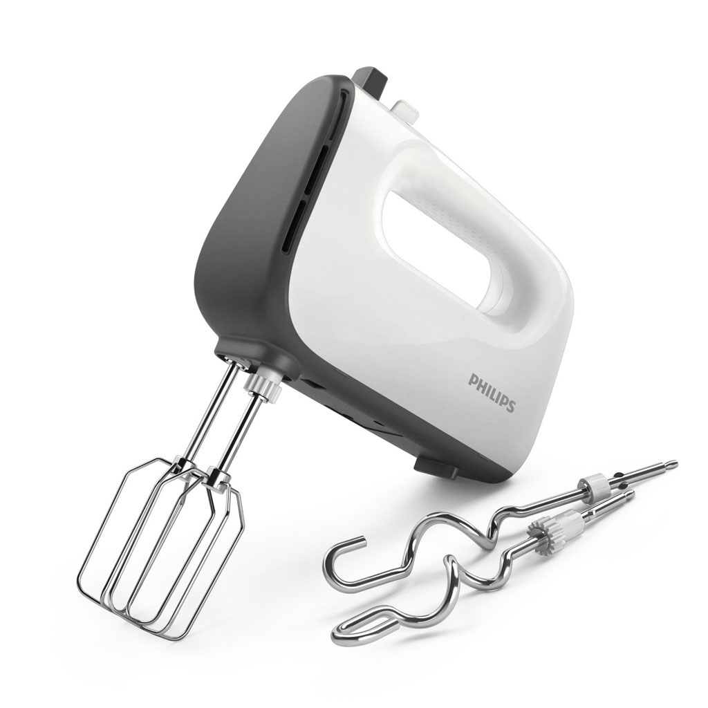Philips Viva Collection HR3741/00 Handmixer 450W – 5 Snelheden, Turbofunctie, Gardes en Deeghaken – Wit/Grijs