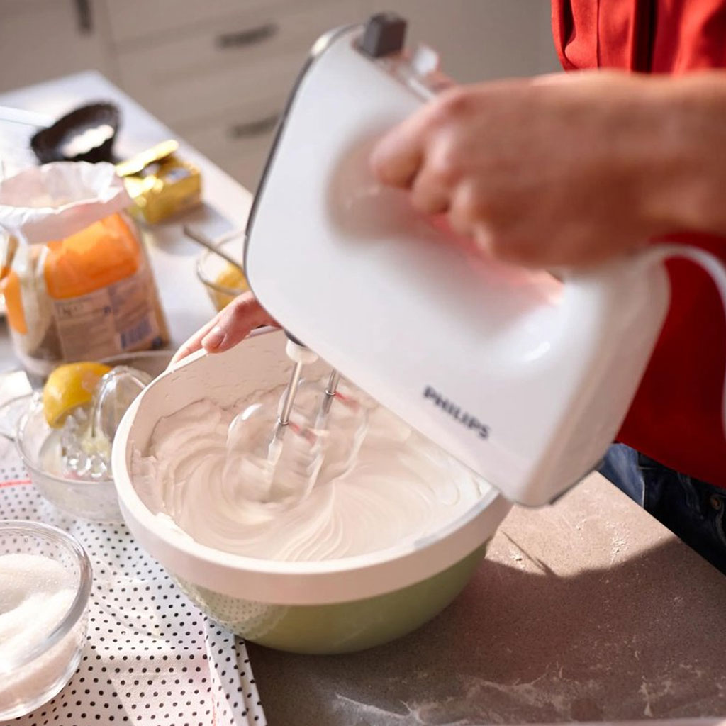 Philips Viva Collection HR3741/00 Handmixer 450W – 5 Snelheden, Turbofunctie, Gardes en Deeghaken – Wit/Grijs - Afbeelding 4