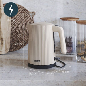 Princess Wave 142337 Retro Waterkoker Beige 1,7 Liter – 2200W, BPA-vrij en 360° Draaibaar - Afbeelding 5