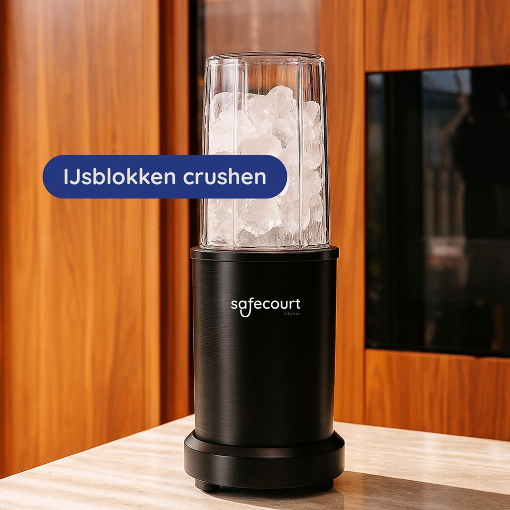 Safecourt Kitchen Power Blender 1000W Zwart – Smoothie Maker met 700 ml Beker, Extra Beker, IJscrusher en Pulsfunctie - Afbeelding 9