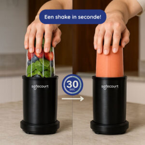 Safecourt Kitchen Power Blender 1000W Zwart – Smoothie Maker met 700 ml Beker, Extra Beker, IJscrusher en Pulsfunctie - Afbeelding 8