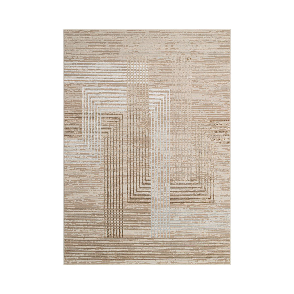 Tapiso Crystal Vloerkleed Beige Bruin 200 × 300 cm – Modern Laagpolig Tapijt met 3D-lijnpatroon - Afbeelding 6