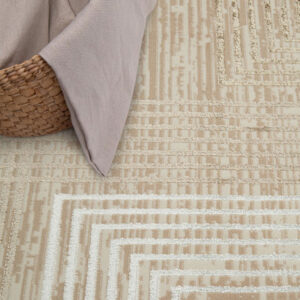 Tapiso Crystal Vloerkleed Beige Bruin 200 × 300 cm – Modern Laagpolig Tapijt met 3D-lijnpatroon - Afbeelding 4