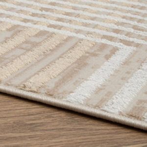 Tapiso Crystal Vloerkleed Beige Bruin 200 × 300 cm – Modern Laagpolig Tapijt met 3D-lijnpatroon - Afbeelding 2