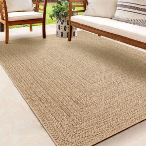 The Carpet Kansas Binnen- en Buitenkleed Naturel 160×230 cm – Jute-Look, Weer- en UV-bestendig