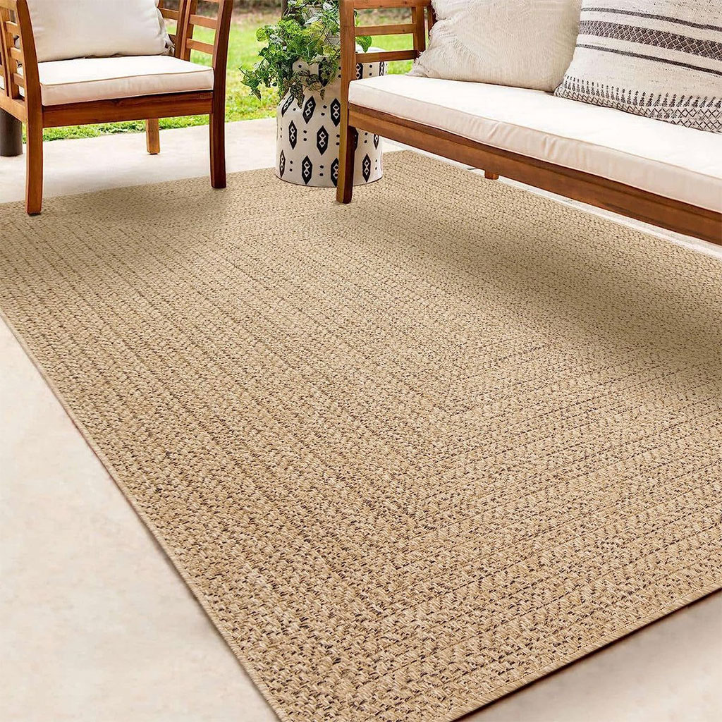 The Carpet Kansas Binnen- en Buitenkleed Naturel 160×230 cm – Jute-Look, Weer- en UV-bestendig