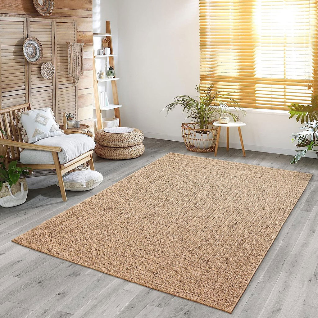 The Carpet Kansas Binnen- en Buitenkleed Naturel 160×230 cm – Jute-Look, Weer- en UV-bestendig - Afbeelding 2
