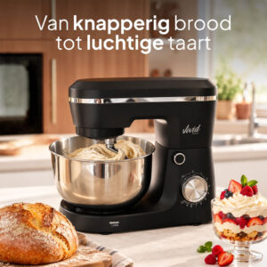 Vivid Green Keukenmachine 1500W Zwart – 3,8 Liter RVS Mengkom, 10 Snelheden en 3 Opzetstukken - Afbeelding 2
