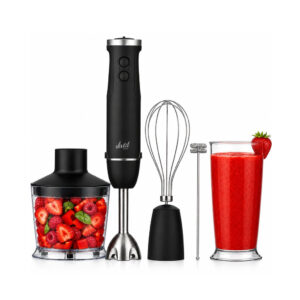 Vivid Green Staafmixer Set 1000W Mat Zwart – 6-in-1 met Hakmolen, Garde, Melkopschuimer en Maatbeker