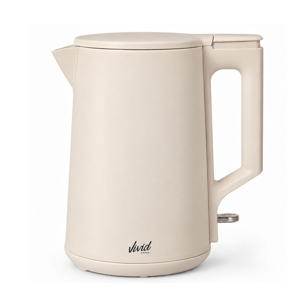 Vivid Green Waterkoker 1,7 Liter 2200W Beige – RVS, BPA-vrij en 360° Draaibaar