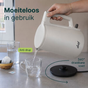 Vivid Green Waterkoker 1,7 Liter 2200W Beige – RVS, BPA-vrij en 360° Draaibaar - Afbeelding 6