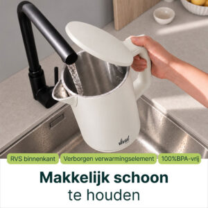 Vivid Green Waterkoker 1,7 Liter 2200W Beige – RVS, BPA-vrij en 360° Draaibaar - Afbeelding 4