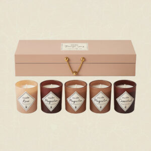 WDMT Luxe Geurkaarsen Cadeaubox Beige – 5 Geurkaarsen in Glazen Potjes – 100 Branduren – Luxe Geschenkset - Afbeelding 2